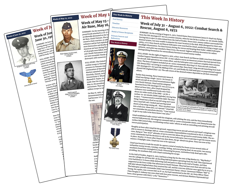 Composite graphic of This Week in History files